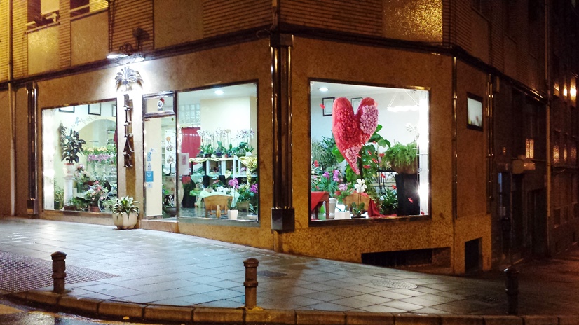 Escaparate de Flores Pilar en Corvera (Asturias), en el directorio de empresas de los Centros de lavado de coches Elefante Azul de Avilés.