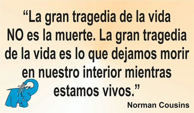 Una enseñanza de Norman Cousins en la frase del día de los Centros de lavado de coches Elefante Azul de Avilés