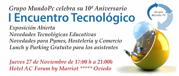 Cartel del 1º Encuentro Tecnológico en Asturias en el sitio web del Elefante Azul de Avilés
